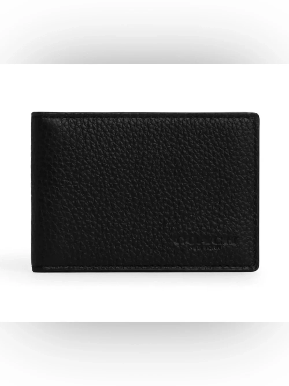 Coach Black Pebbled Leather Small Bifold Card Case